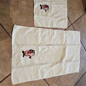 Embroidered Santa Claus Hand Towel and Wash Cloth